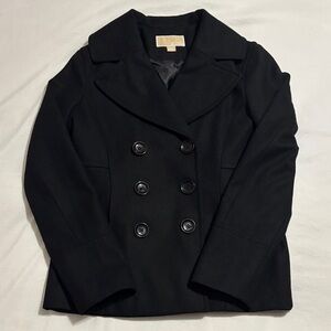 MICHAEL Michael Kors Women's Black Double-Breasted Pea Coat